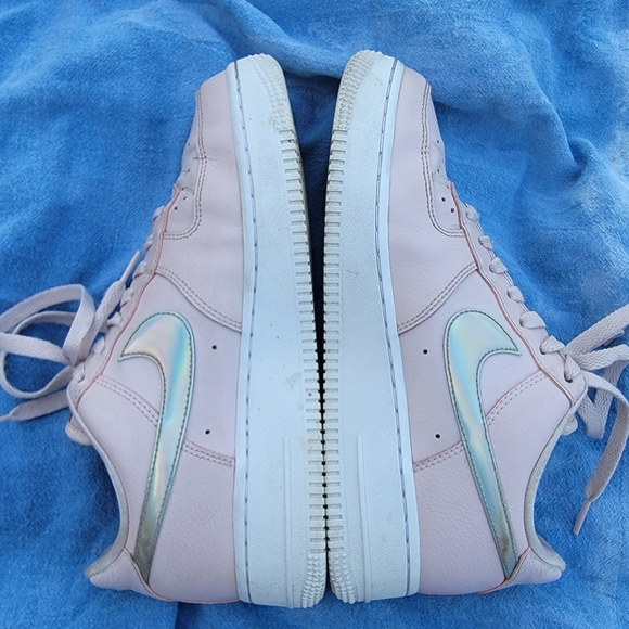NIKE Air Force ones Pink Iridescent Swoosh Womens size Size 7.5 - Picture 13 of 14